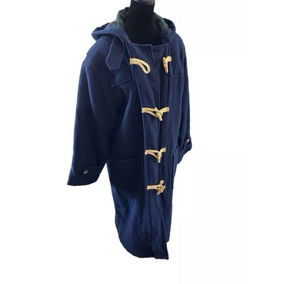 Vintage Polo Ralph Lauren Men’s S Hooded Toggle Coat, Navy Wool Twill Women’s M - Picture 15 of 15